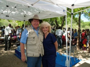 Bobby and Sherry Burnette during a Mobile Medical Clinic held in Haiti.