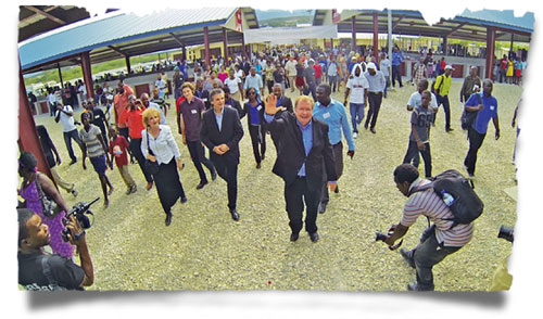 Bobby Burnette in front of the Grand Miracle Marketplace in Haiti