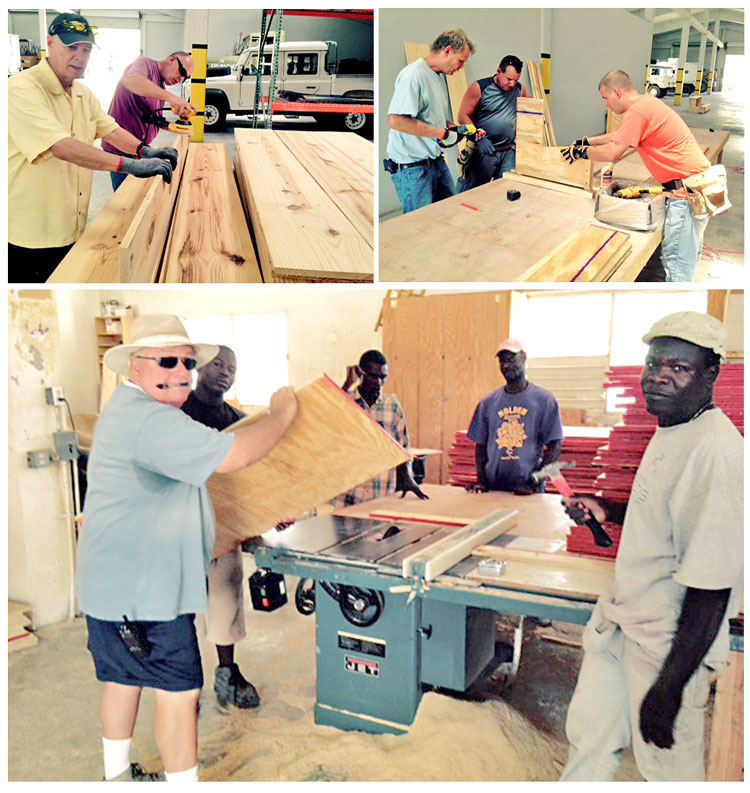 Volunteer Carpenters building 250 School Desks: 7-16-2015  12:30 PM