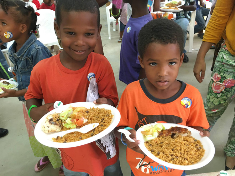 Hundreds of children were fed and given toys.