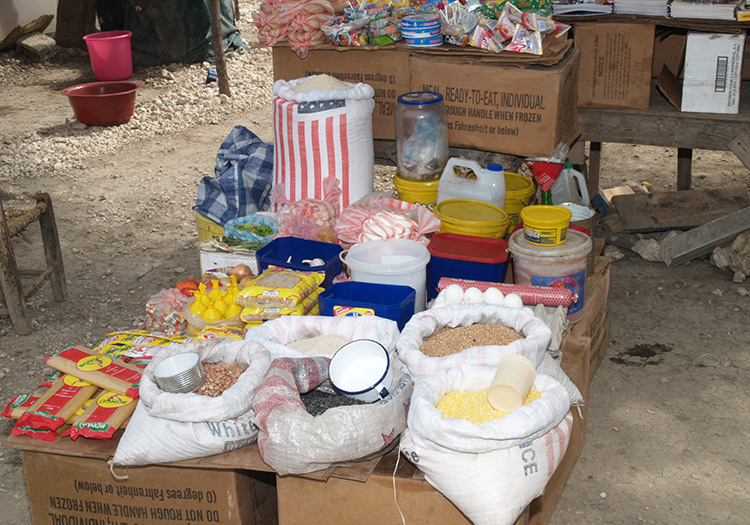 Haitian markets with imported foods