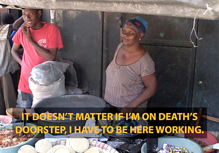 anna working in the street of Haiti.