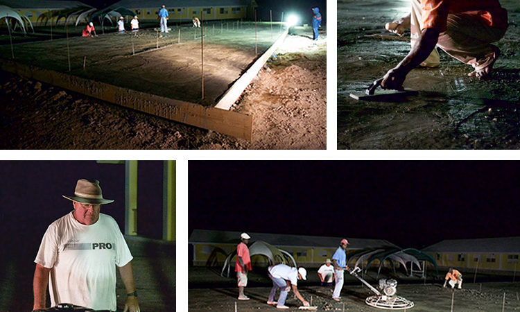 Haitian workers stayed until about 11:30 PM to finish the Love A Child School’s concrete floor