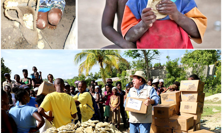 Bringing food to Sapaterre, Haiti