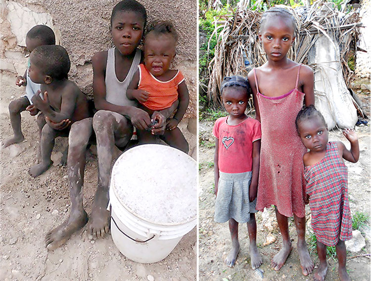 Sad, neglected poor haitian children.