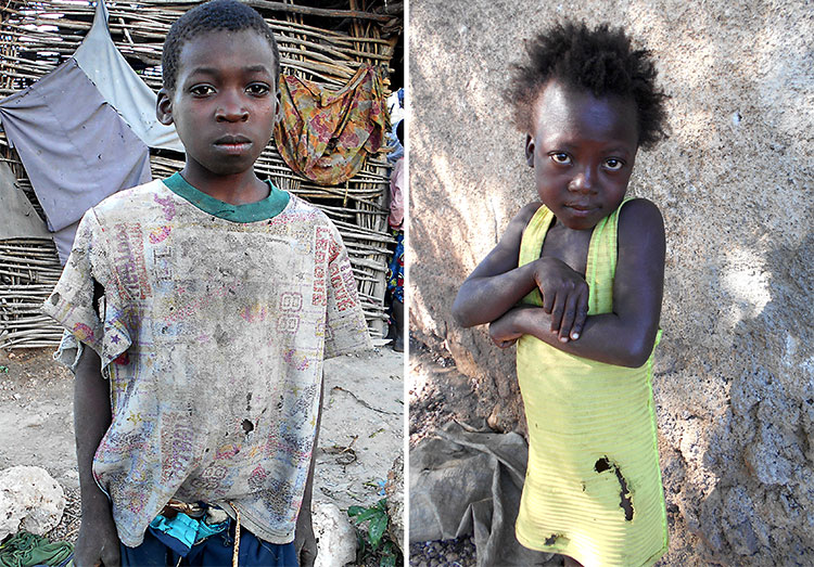 Poor, starving Haitian children.
