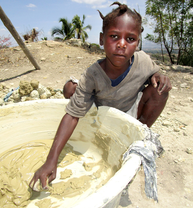 In Haiti, many young girls make and eat mud cookies.