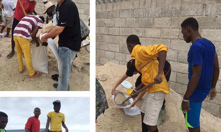 Haitian children still making sandbags