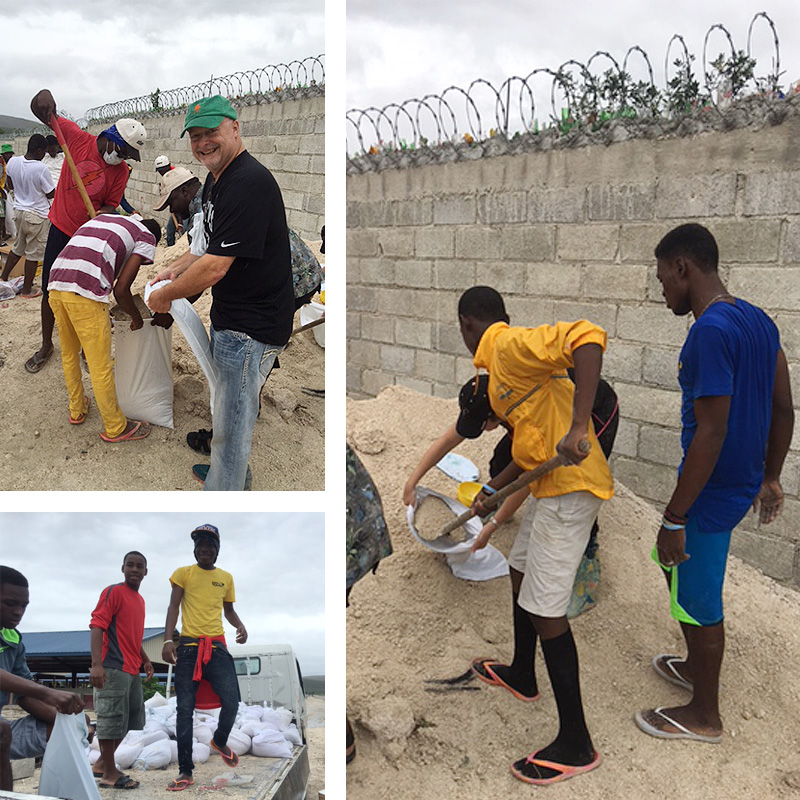 Haitian Children Making Sandbags