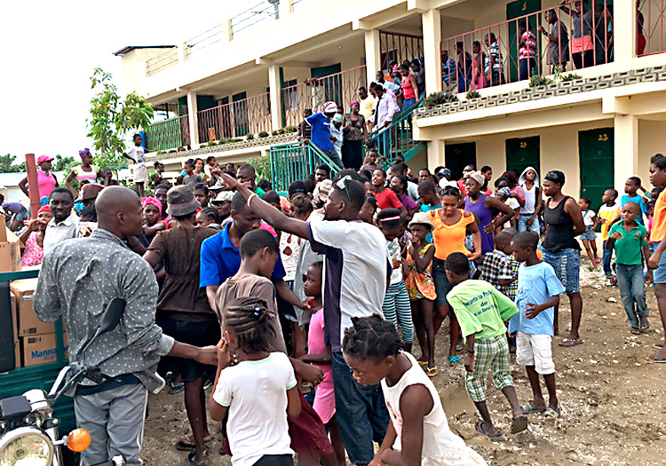 People gather in La Tremblay for safety and food