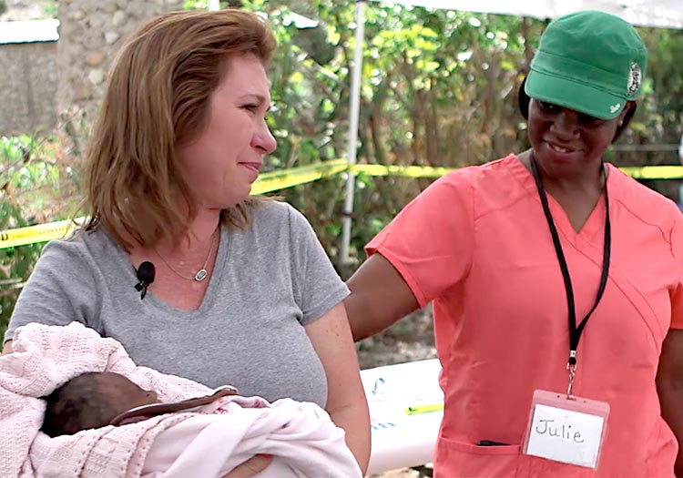 Missionary Julie and volunteer nurse Julie anguish over malnourished baby.