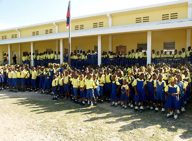 Schoolchildren at Fond Parisien school in Haiti.