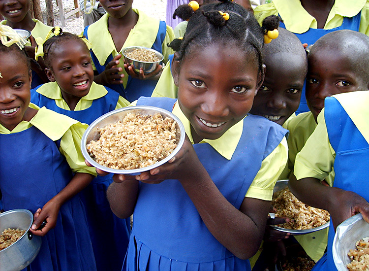 Feeding program for Haitian children in school.