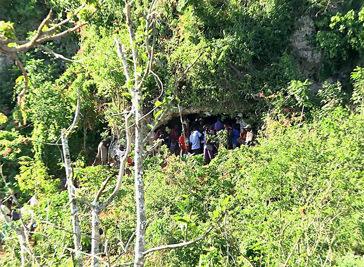 People living in caves in the mountains of Haiti