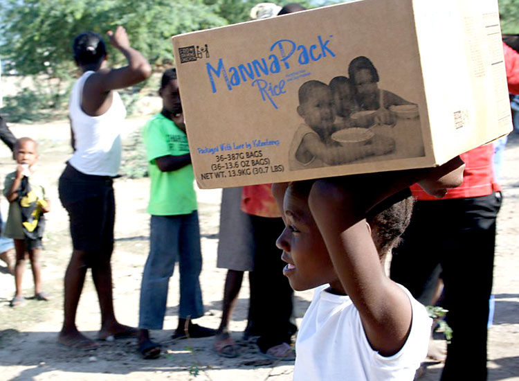 Box of food for a poor Haitian family