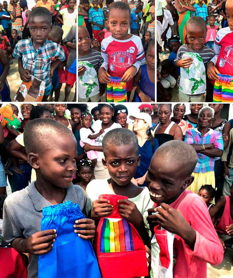 Donation of handmade shorts for the Haitian boys.