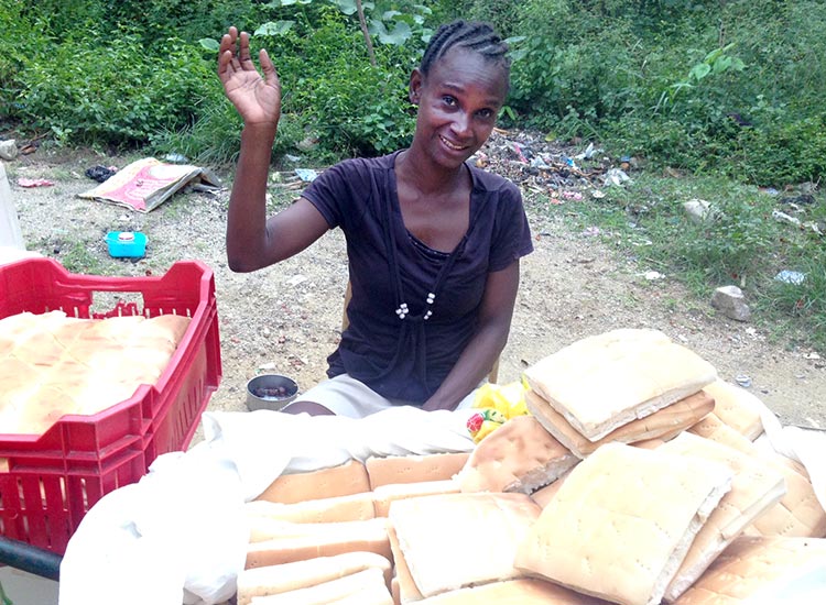 Madamn Suze is making bread to sell.