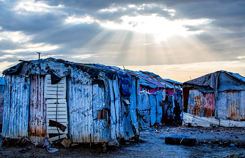 Shacks and tented homes in the garbage dump of Rapatrié.