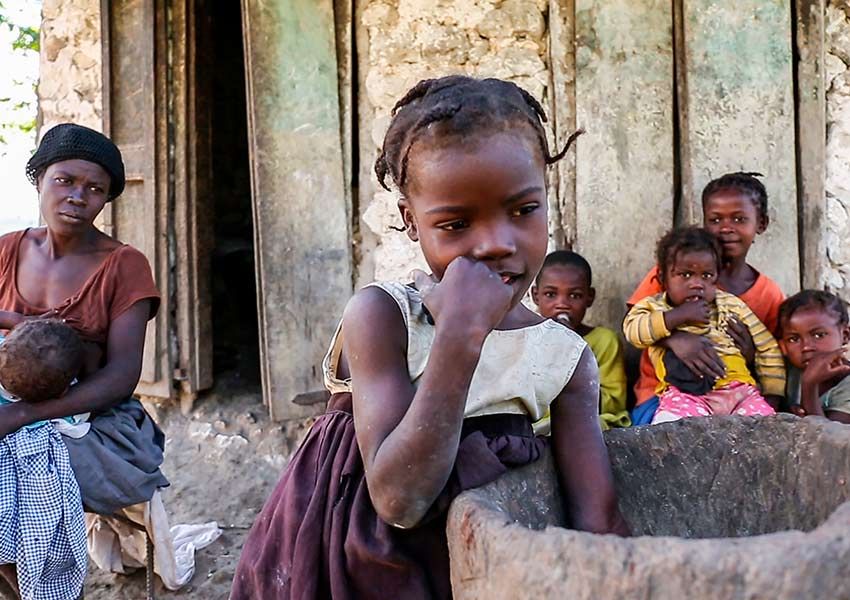 Poor, rural family in Haiti.