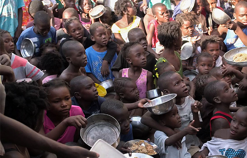 Children starving because of the food crisis in Haiti.