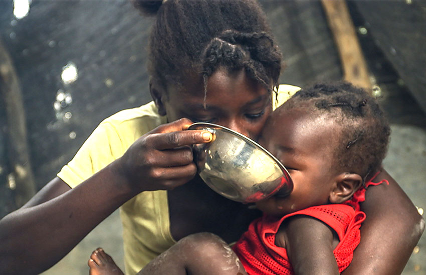 Thousands of poor Haitian children will often not eat any food for several days.