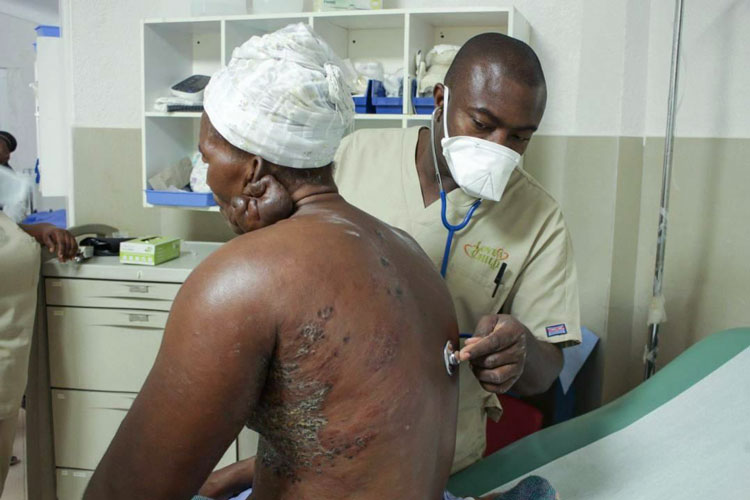 Patient getting examined at the Jesus Healing Center.