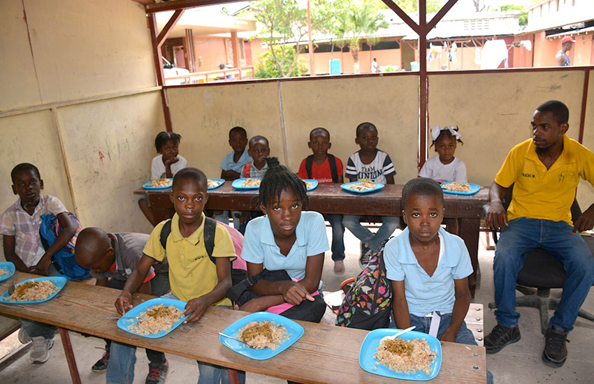 Feeding the orphan children.