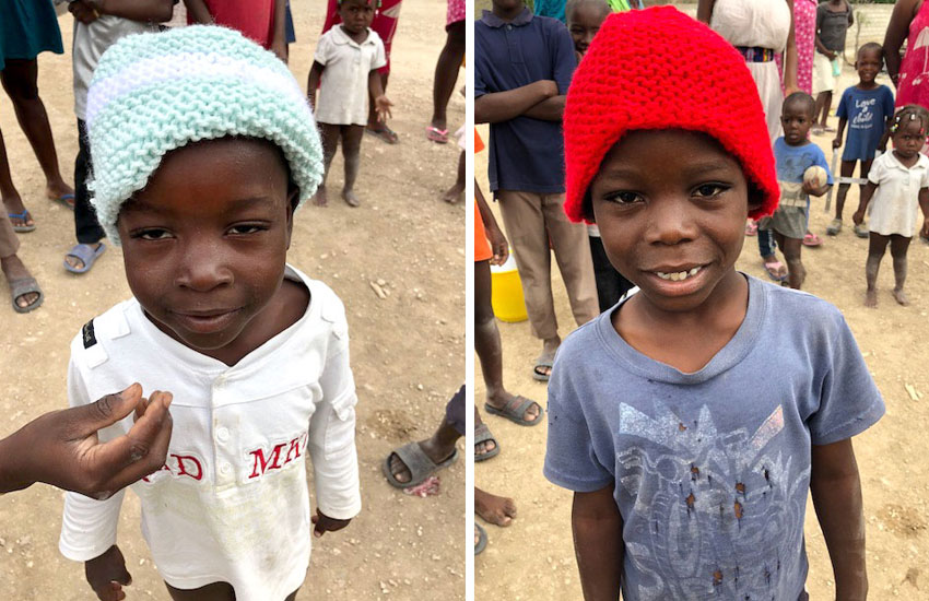 These donated hats will help keep the little children warm during the cold season in Haiti.