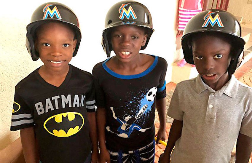  Our boys loved the baseball helmets and gear donated by Juan Lionel Garciga.