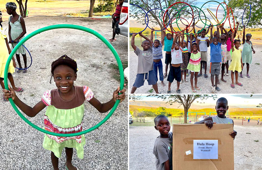 They received Hula Hoops from our friends, Harry and Caren Watmuff!