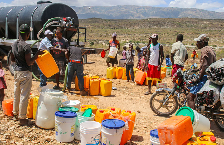 We brought a full water truck to a village that we heard was desperate for water. 
