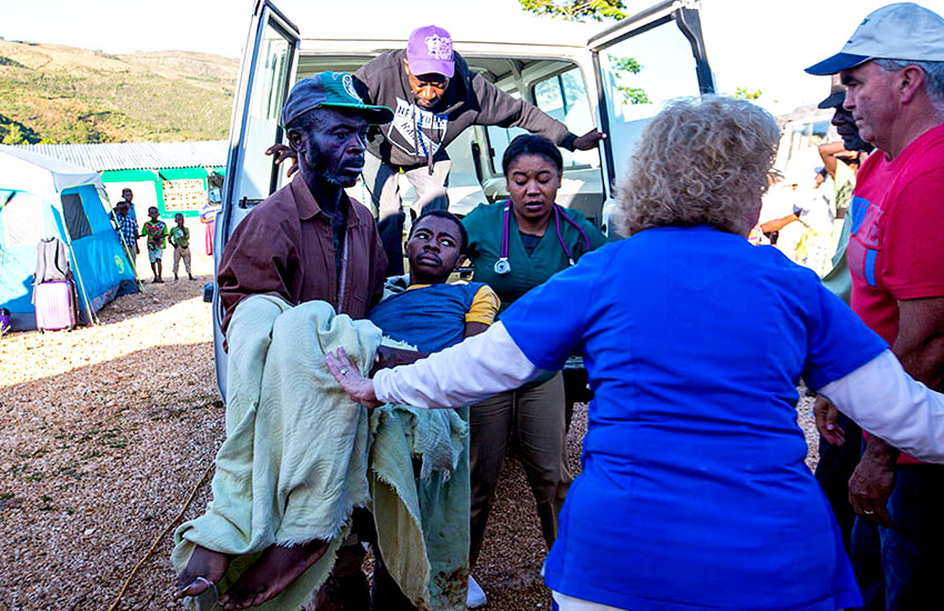 We cared for Darius and sent him to our Jesus Healing Center in our ambulance.