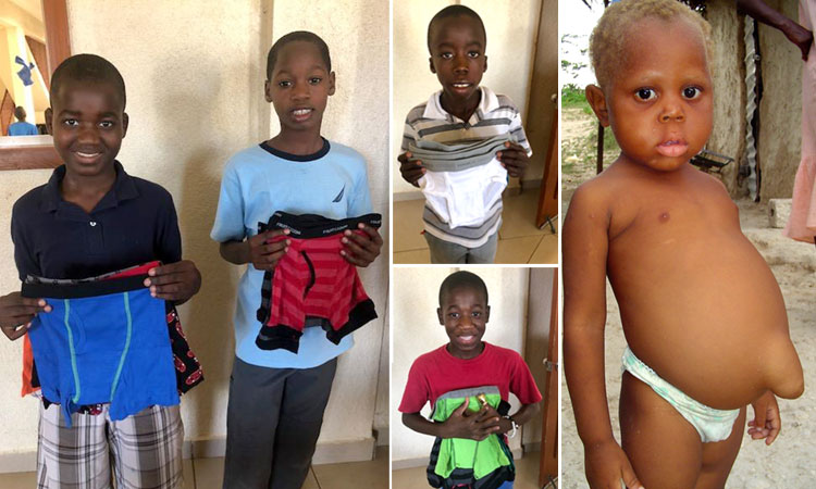 A Donation of New Underwear for Poor Children.
