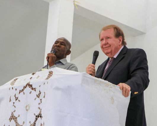 Bobby Burnette preaching at Love A Child Church in Fond Parisien, Haiti